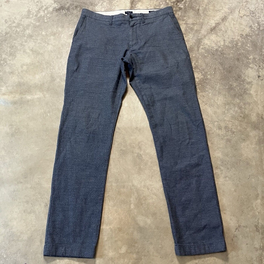J. Crew Flex Pants Mens 32 Grey Straight Brushed Twill Trouser Flat Front
